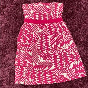Banana Republic Pink and White Strapless Dress
